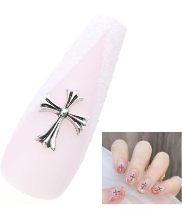 60PCS Cross Nail Art Charms Metal 3D Punk Ornaments for Manicure - DIY Nail Decoration Supplies in Bronze & Antique Silver - Buy Online on SooperMarket.com