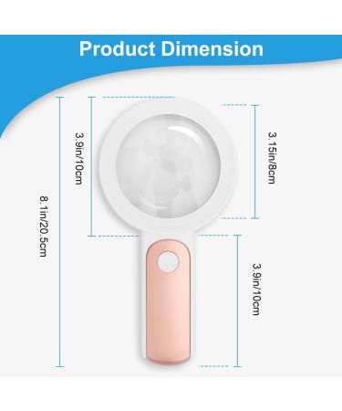 Magnifying Glass with 18 LED Lights 30X Handheld Large Magnifying Glass with 3 Modes Illuminated Magnifier Glass for Seniors Read Coins Stamps Map Inspection -with a Lens Cloth (Rose Gold) - Buy Online on SooperMarket.com