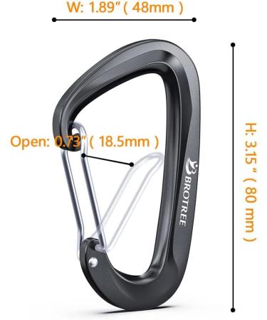 Brotree Carabiner Hooks - 1200kg Heavy-Duty Screw Lock Perfect for Hiking Camping & Fishing - 2 Black Wire Gate Key Rings - Buy Online on SooperMarket.com