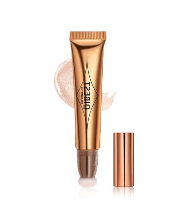 Go Ho Liquid Highlighter Wand Cream Highlighter Makeup Stick with Cushion Applicator Smooth Natural Finish Blendable Super Silky Cream Highlight Stick #04 Highlighter - Pearl White #04 Pearl White Highlighter Wand
