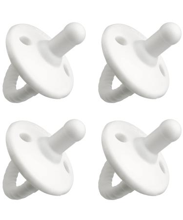 Pacifier Soother Baby 4 Pack of Pacifiers Newborn Teething 100% Food Grade Soft Silicone Certified BPA Free by Comfy Cubs 0 6 Months White Stage 1