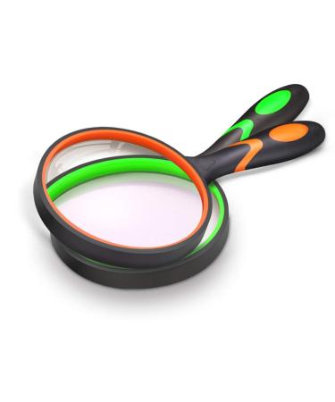 Lofe 10x hand reading with a non-slip soft rubber tea 75 mm magnifying glass frost-proof magnification mirror for reading books inspection insects (green / orange)