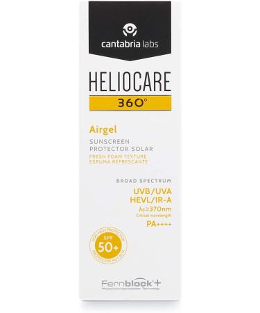 Heliocare 360 Airgel SPF50+ 60ml | Mousse Sunscreen for Face & Neck | UVA UVB Visible Light Infrared-A Anti-Ageing Sun Protection | Suits All Skin Types | Matte Finish | Supercharged with Antioxidants