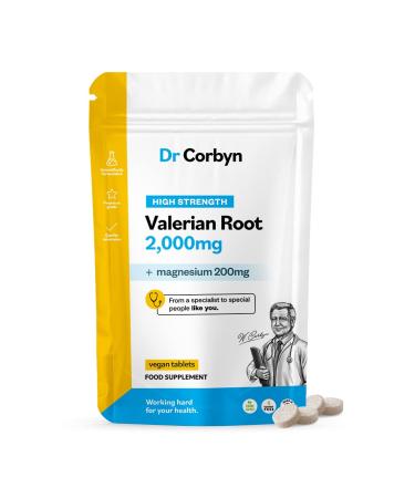 Dr Corbyn Valerian Root 2 000mg - 120 Tablets | High Strength Valerian Supplement with Magnesium 200mg | Inner Calm Support Sleep | Vegan & UK Made 121 count (Pack of 1)