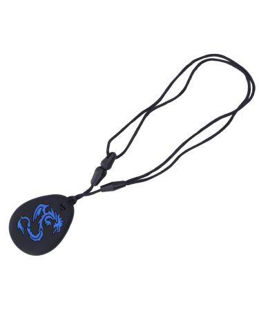 Chewy necklace dragon print safe relieves toothing complaints chewing chain silicone chewable 2 pieces for chewing for babies (blue dragon)