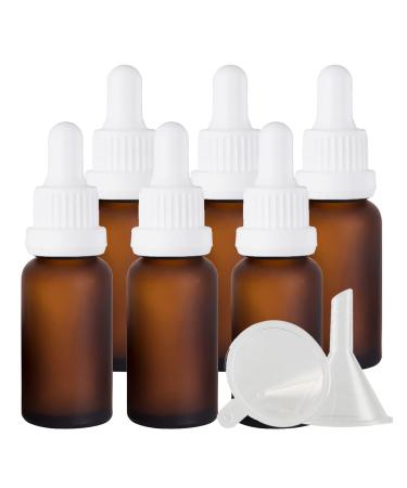Zeoabsy 6 pieces 20 ml frosted brown las pipette bottle with white originality lock pipette ring empty clear glass bottle glass pipette drip bottles for essential oils aromatherapy 20ml brown