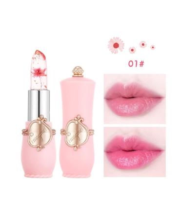 Paminify 2Pcs Jelly Clear Crystal Flower Magic Lipstick Color Changing Tinted Lip Balm - Nourishing Moisturizing Lip Stick with Flower Inside | PH Temperature Color Change Labial Magicos 01+02 - Buy Online on SooperMarket.com