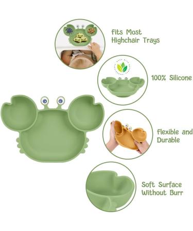 Vicloon Baby Suction Plate - Non Slip Silicone Toddler Plate for Self Feeding Training - Green Divided Plate for Highchairs Trays - Buy Online on SooperMarket.com