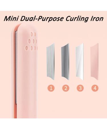 Portrayi Mini Dual-Purpose Curling Iron - 2-in-1 Ceramic Hair Curler & Straightener | Portable Cordless Travel Tool for All Hair Types (Pink - Buy Online on SooperMarket.com