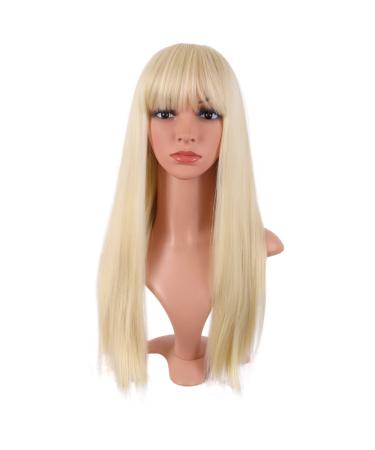MapofBeauty 22 Inch/56 cm Long Straight Synthetic Hair Heat Resistant Party Cosplay Wig (Mixed Blonde)