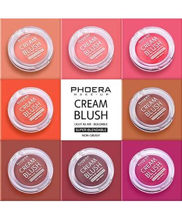 PHOERA Matte Blush Cream - Sweat-Resistant Cheek Blusher Palette in 102 PEACH - Buy Online on SooperMarket.com