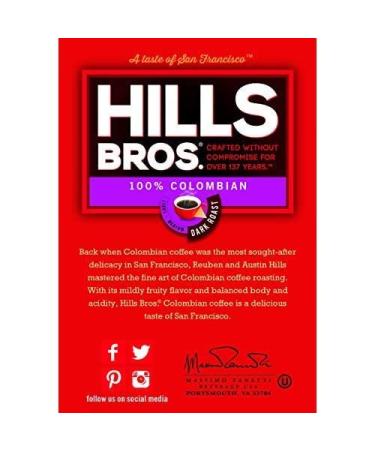 Hills Bros 100% Colombian Dark Roast Ground Coffee 24 oz Can - Full-Bodied Smooth Arabica Beans, 1-Pack - Buy Online on SooperMarket.com