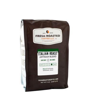Fresh Roasted Coffee, Italian Roast, 5 lb (80 oz), Dark, Kosher, Whole Bean Italian Roast 5 Pound (Pack of 1)