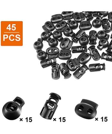 Plastic Cord Lock 45Pcs  Single Hole/Double Hole Cord Stopper  Spring Cord Toggle for Drawstrings/Paracord/Shoelaces  Black Elastic Cord Adjuster by Double Elite Mixed 45 pcs - Buy Online on SooperMarket.com