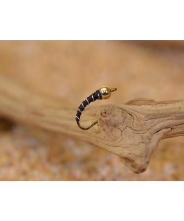 Region Fishing Tungsten Bead Head Black Zebra Midge Fly | Mustad Signature Fly Hooks | 1 Doz Flies Assortment