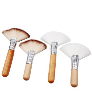FRCOLOR 4pcs Loose Brush Makeup Brush Fan for Facials Soft for Fluffy Makeup Makeup Brush Short Handle Makeup Brush Makeup Tools 11.5X6.3CM Assorted Color