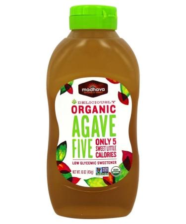 Madhava Natural Sweeteners Organic Agave Five Nectar, 16 Ounce ( 2 Pack ) 1 Pound (Pack of 2)