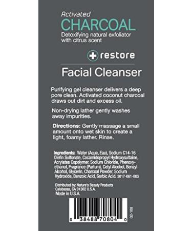 Nature's Beauty Activated Charcoal Facial Cleanser - Detoxifying Citrus Scent - 6 fl oz - Made in USA - Buy Online on SooperMarket.com
