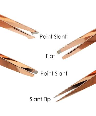 4-Piece Eyebrow Tweezers Set - Pointed & Angled Tweezers with Stylish Leather Look Case - Gold | International Shipping Available - Buy Online on SooperMarket.com