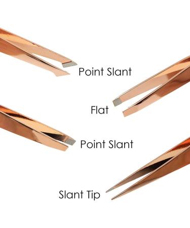 Wresetly 4-Piece Eyebrow Tweezers Set - Pointed & Angled Tweezers with Leather Case - Gold | Perfect for Precision Grooming | International Shipping Available - Buy Online on SooperMarket.com