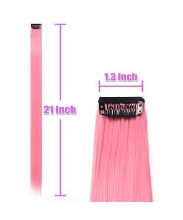 48 Pcs Colorful 21 Inch Straight Clip in Hair Extensions - Rainbow Multi-color Synthetic Long Hairpiece for Women, Girls, and Kids - 24 Colors, Perfect for Parties and Highlights - Buy Online on SooperMarket.com