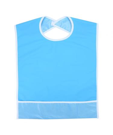 Adult Bib Waterproof Adult Elder Mealtime Bib Clothes Clothing Protector Dining Aid Ideal for Inconvenience People(Sky Blue)