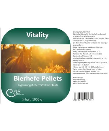 Brewer's Yeast Pellets for Horses - Vitality Supplement with Silica Vitamin B | 1000g - Enhance Coat Health & Performance - Buy Online on SooperMarket.com