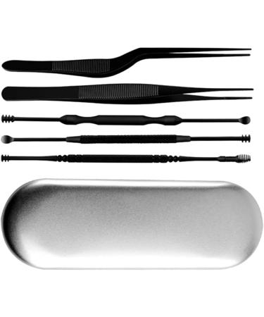6pcs/set Stainless Steel LED Ear Wax Pickers - Black Earpick Wax Remover Curette Spoon Cleaner Tool - Buy Online on SooperMarket.com