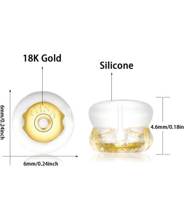 18K Gold Silicone Earring Backs for Heavy Earrings - Secure Locking, Hypoallergenic, Soft Clear Backs for Adults & Kids - Buy Online on SooperMarket.com