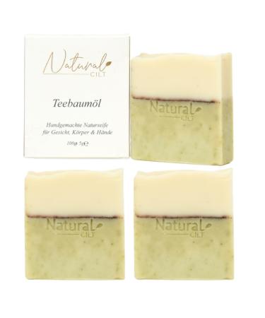 3x natural cilt tea tree oil soap - 100% natural soap - without questionable ingredients - certified - handmade - shower soap for all skin types - shower gel - Natural food metics Tea tree (3 -pack)