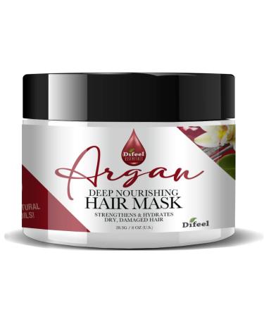 Difeel Essentials Deep Nourishing Argan Hair Mask 8 oz. - Deep Conditioning Hair Treatment Mask Dry Hair Treatment Mask made with 100% Essential Oils