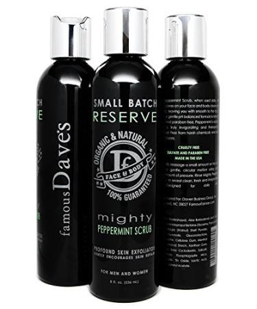 Dave's Mighty Peppermint Exfoliating Body/Face Scrub Sulfate Free Exfoliator (8 oz.) - Men & Women Formula