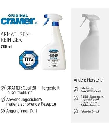 Cramer Tap Cleaner For Cleaning And Care All Fittings in Bath Bathroom Shower Kitchen walls going over tiles and 750ml - Buy Online on SooperMarket.com