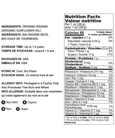 Organic Sun-Dried Turkish Raisins 8 lbs - Non-GMO, Raw, Kosher, Vegan - No Sugar Added - Buy Online on SooperMarket.com