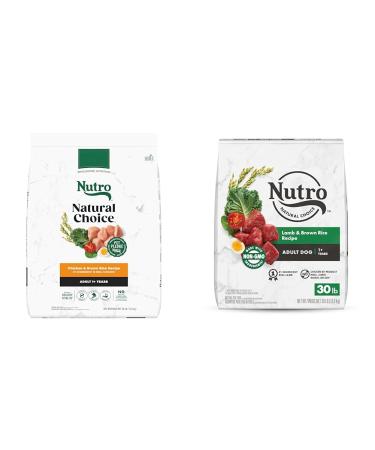 Nutro Natural Choice Adult Dry Dog Food Farm-Raised Chicken Whole Brown Rice & Sweet Potato Recipe 13.61kg (30LB) Bag & Natural Choice Adult Dry Dog Food Lamb & Rice Recipe 13.61kg (30LB) Bag Dog Food + Dog Food 13.61kg Chicken 13.6 kg (Pack of 1)