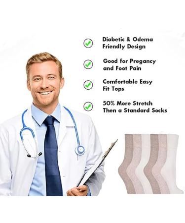 COSHAL 3 Pairs Womens Diabetic Socks wide Honey Comb top soft cuff Ankle Medium-Elastic Grip Soft Toe cosy feel for sensitive feet Legs Non-Binding Circulatory Socks SIZE (4-7) One Size Brown/White ( 3 Pairs ) - Buy Online on SooperMarket.com