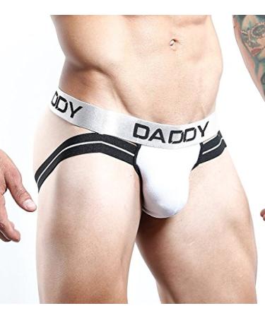 Mens Sexy Workout Jockstrap Underpants Enhancing Pouch Low Waist Thong Underwear Medium White