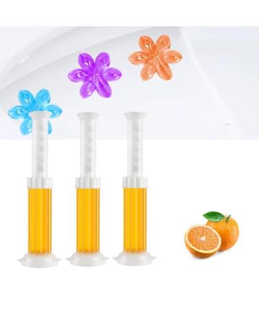 Toilet Gel Stamp 3 Pack/36 Toilet Stamps Toilet Bowl Stamp Gel Toilet Gel Refills Toilet Refresh Flower Scent Gel Includes Dispenser and Gel 3 Pack/set Last for a Month and a Half Orange