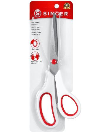 SINGER Fabric Scissors with Comfort Grip, 1-pack, Red & White 1-pack Scissors