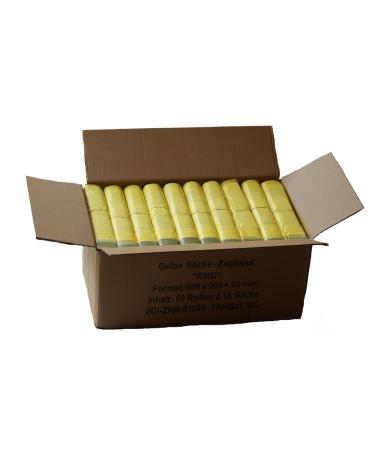 Yellow bag - One box with 50 rolls (650 yellow bags) - 15 m film thickness