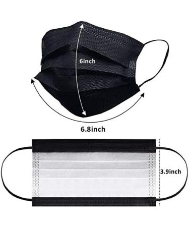 Black Disposable Face Masks - 3 Ply Layer | 10-Pack Protective Dust Cover for Office & Restaurant Use - Buy Online on SooperMarket.com
