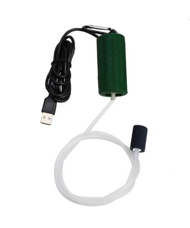 Air pump aquarium usb mini oxygen pump quiet oxygen pump energy save oxygen bubbler with air stone and single outlet silicone hose 1W dark green