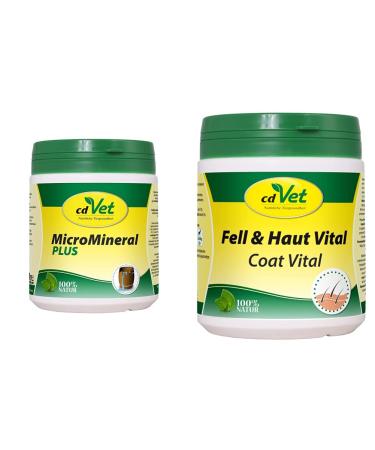 CDVet natural products Micromineral Plus Dog & Cat 500 G - Extra Zink and Selen - Vitamin & Natural Products Fell & Haut Vital Dog & Cat 400 G - Dog Cat - Supplementary Feed Bundle With Organism Support