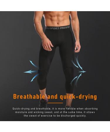 Blaward 2 Pack Men's Basketball Pants with Knee Pads 3/4 Capri Compression Leggings - Black Small - Buy Online on SooperMarket.com