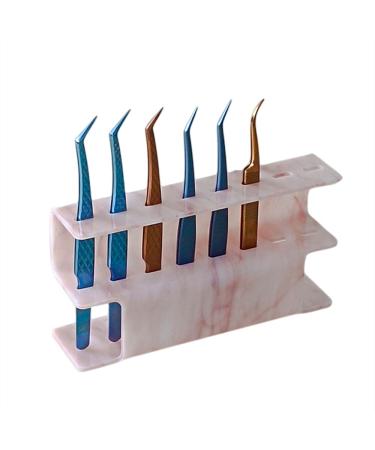 LIXIMMAZN 8 Holes Tweezers Holder  Acrylic Rack Storage Eyelash Extension Tools Durable Tweezer Display Stand Holder Eyelash Extension Supplies Acrylic Display Stand Salon (Marbled Pink)
