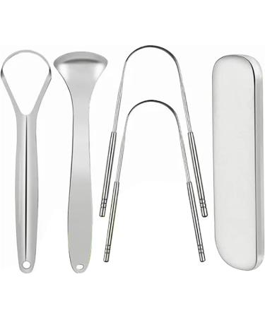 Stainless Steel Tongue Scraper Set - Safe & Easy Tongue Cleaner for Bad Breath Relief | International Shipping - Buy Online on SooperMarket.com