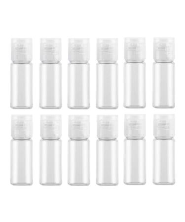 12PCS 15ml/0.5oz Empty Clear Plastic Sample Bottle Travel Container Jar Pot Vial with Flip Lid Perfect for Makeup Emollient Water Shower Gel Emulsion Liquid Comestic Containers (15ml/0.5oz)