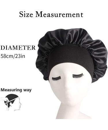 Nuoshen 2 Pack Silky Bonnets with Wide Elastic Band for Curly Hair Protection - Black (Pack of 1) - Buy Online on SooperMarket.com