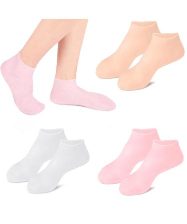 Braleto 3 pair of silicone socks moisturizing socks women foot spa pedicure silicone socks spa gel socks foot care for dry cracked feet rough skin