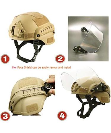 Airsoft Tactical MICH2000 Helmet with Visor Face Protection in TAN - Shop Now! - Buy Online on SooperMarket.com